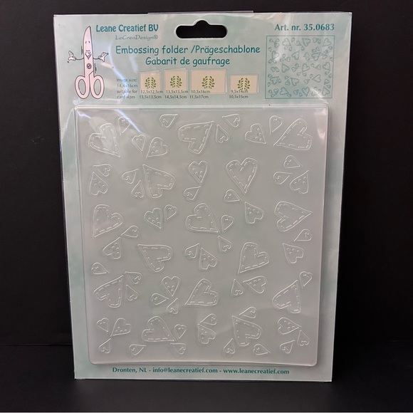 Leane Creatif 6” x 6” embossing folder - HEARTS - Picture 2 of 4